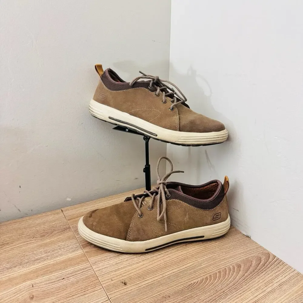 men's Skechers Porter-Elden casual Oxford shoes Brown Suede Size 9.5